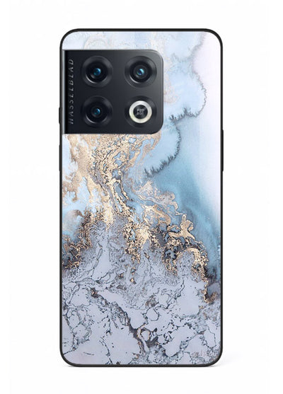 Molten Gold Shards OnePlus 10 Pro glass back cover with cracked marble and gold shard texture