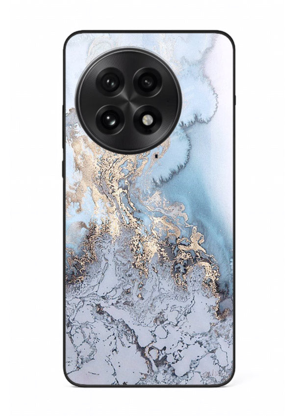 Molten Gold Shards OnePlus 13 glass back cover with cracked marble and gold shard texture