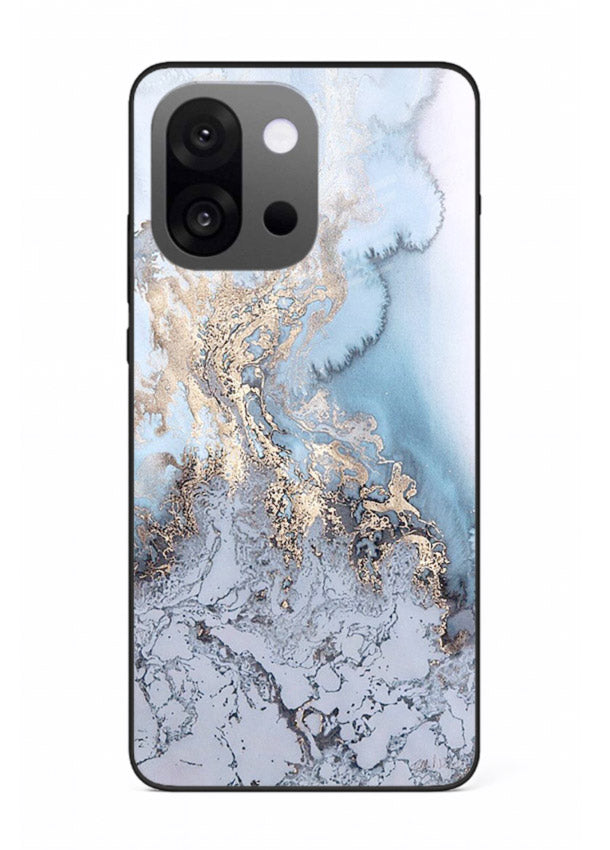 Molten Gold Shards OnePlus 13s glass back cover with cracked marble and gold shard texture