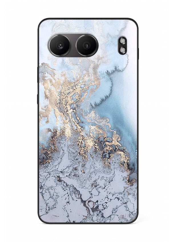 Molten Gold Shards OnePlus Nord 4 glass back cover with cracked marble and gold shard texture