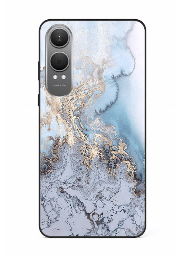 Molten Gold Shards OnePlus Nord CE4 Lite glass back cover with cracked marble and gold shard texture