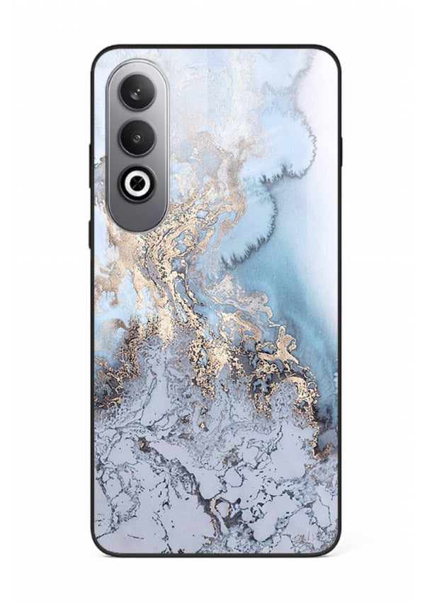 Molten Gold Shards OnePlus Nord CE4 glass back cover with cracked marble and gold shard texture