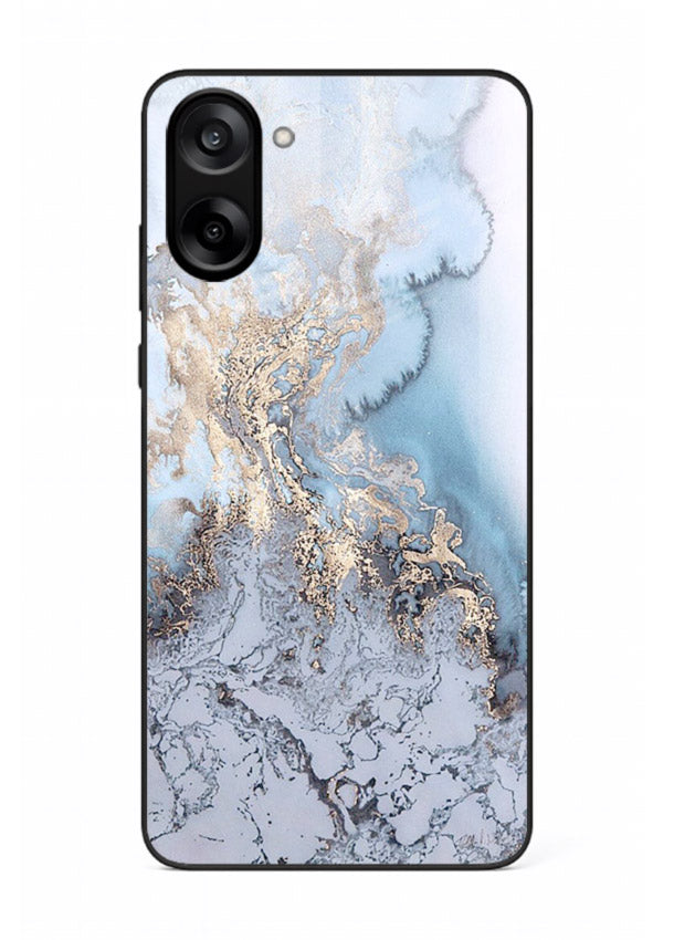 Molten Gold Shards OnePlus Nord CE5 glass back cover with cracked marble and gold shard texture