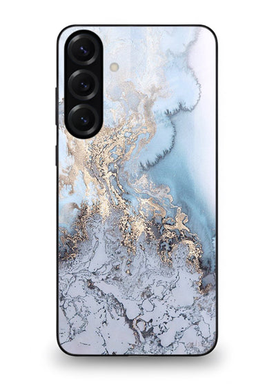 Molten Gold Shards Samsung A54 5G glass back cover with cracked marble and gold shard texture