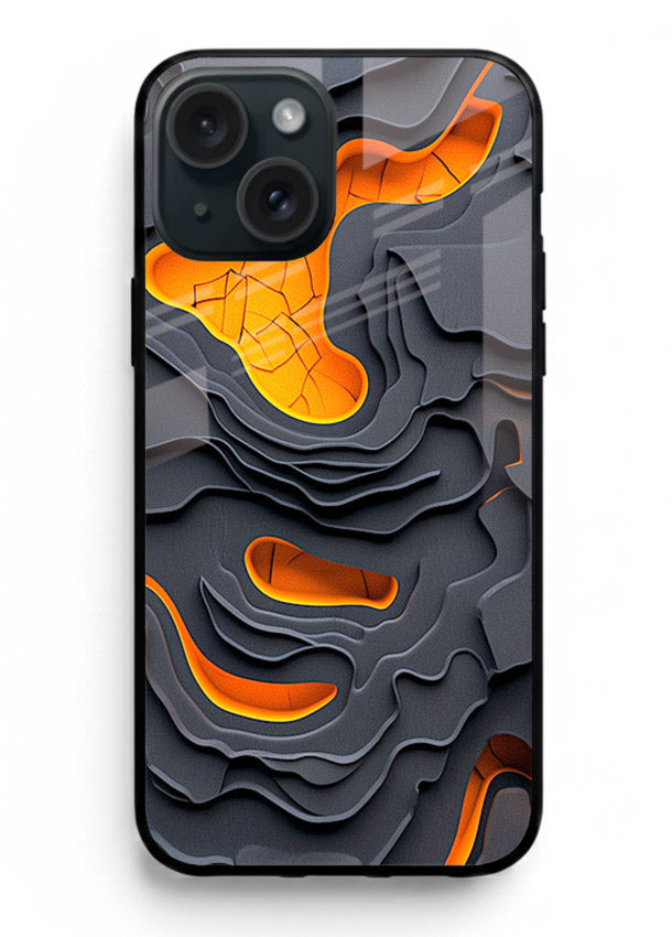 Molten Layer Depth glowing abstract layered pattern iphone 15 plus glass back cover