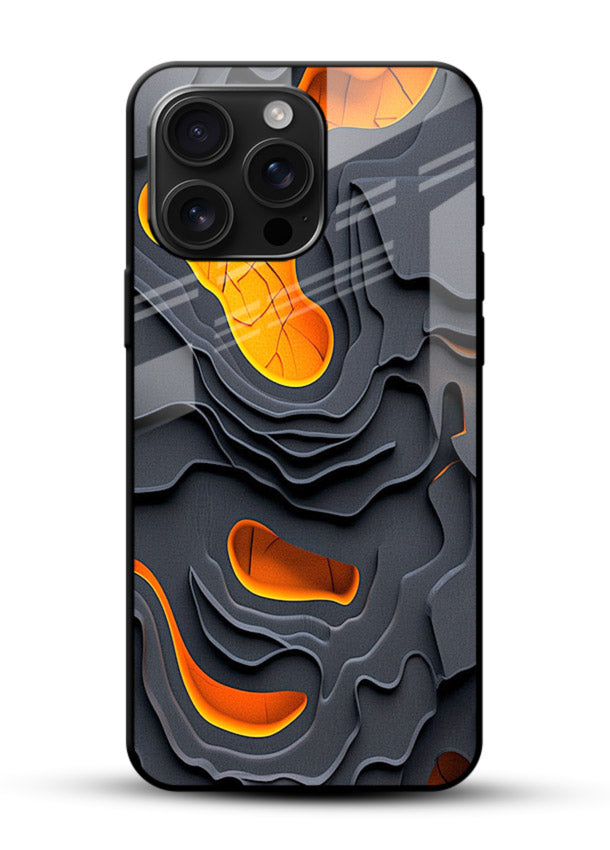 Molten Layer Depth glowing abstract layered pattern glossy vibrant premium glass back cover - Angle Front