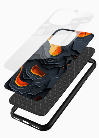 Molten Layer Depth glowing abstract layered pattern glossy vibrant premium glass back cover - Angle Layers