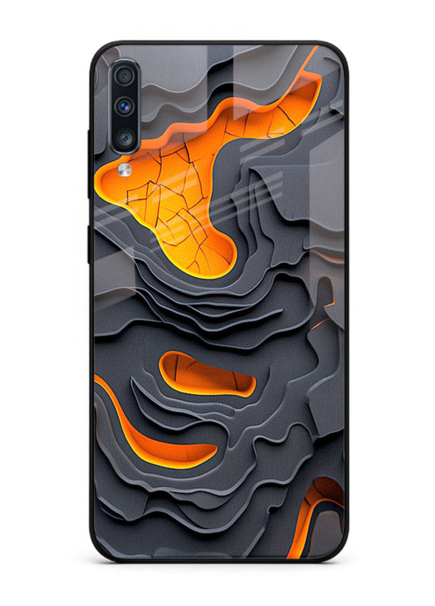 Molten Layer Depth glowing abstract layered pattern Samsung A50 glass back cover