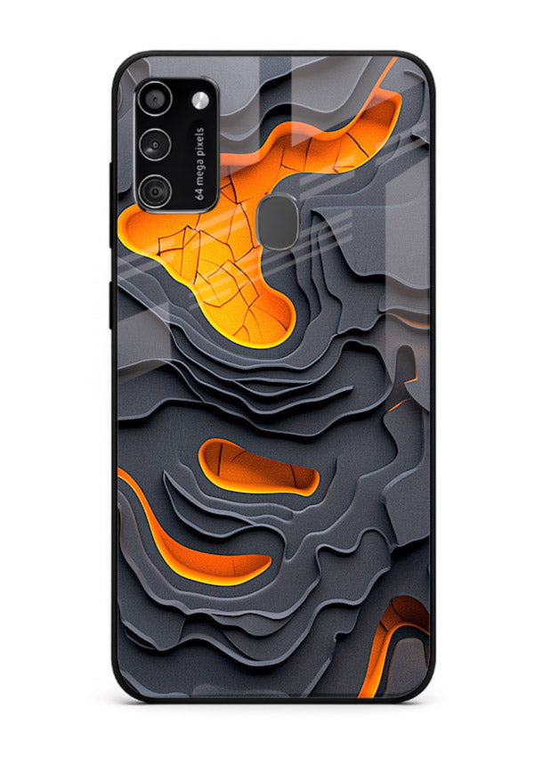 Molten Layer Depth glowing abstract layered pattern Samsung M21 glass back cover
