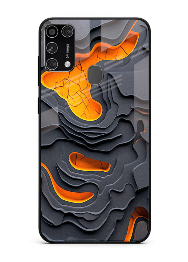 Molten Layer Depth glowing abstract layered pattern Samsung M31 Prime glass back cover