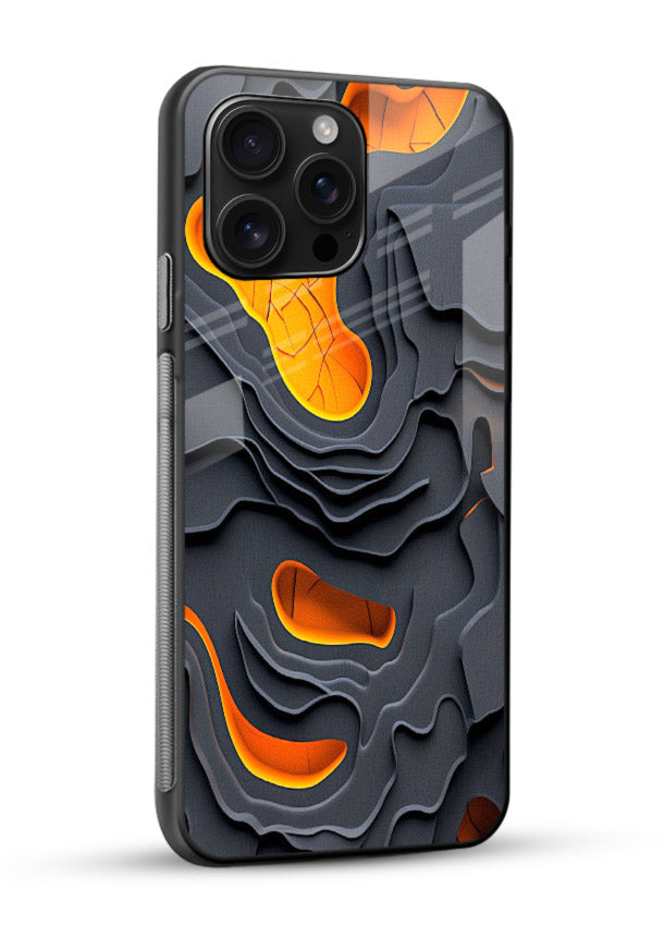 Molten Layer Depth glowing abstract layered pattern glossy vibrant premium glass back cover - Angle Side