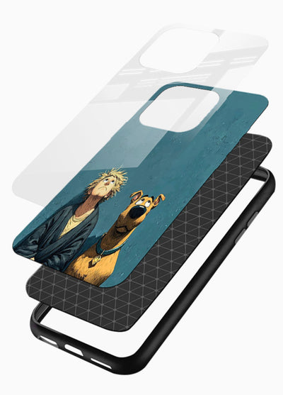 monk and dog aesthetic art glossy vibrant premium glass cover peaceful calm scenery case - Angle Layers