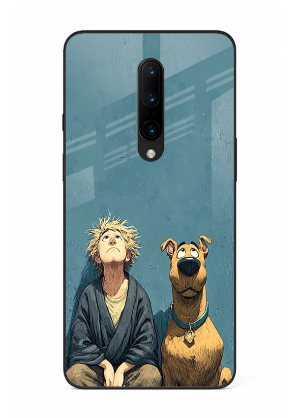 monk and dog aesthetic art OnePlus 7T Pro glass cover peaceful calm scenery case