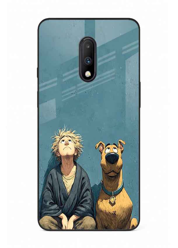 monk and dog aesthetic art OnePlus 7 glass cover peaceful calm scenery case
