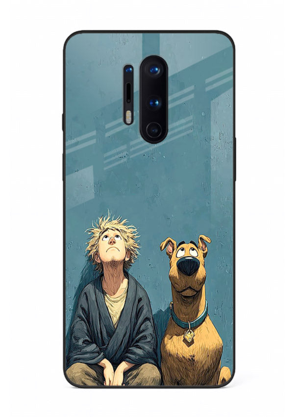 monk and dog aesthetic art OnePlus 8 Pro glass cover peaceful calm scenery case