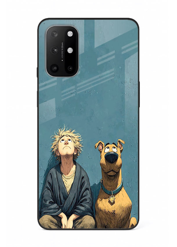 monk and dog aesthetic art OnePlus 8T glass cover peaceful calm scenery case