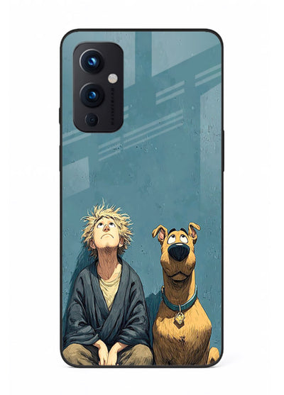 monk and dog aesthetic art OnePlus 9 Pro glass cover peaceful calm scenery case