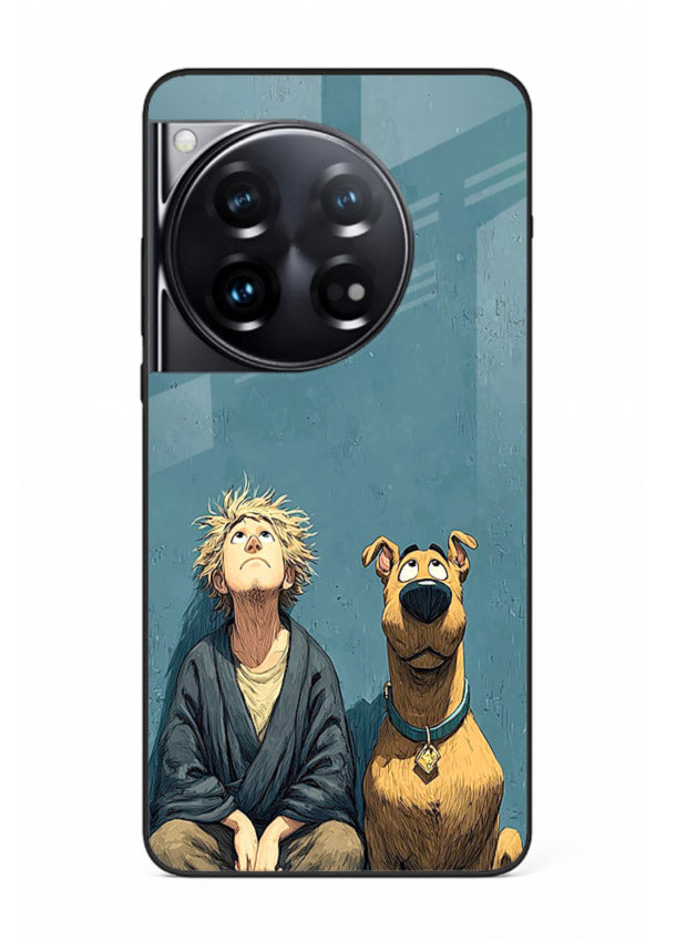 monk and dog aesthetic art OnePlus 12 glass cover peaceful calm scenery case