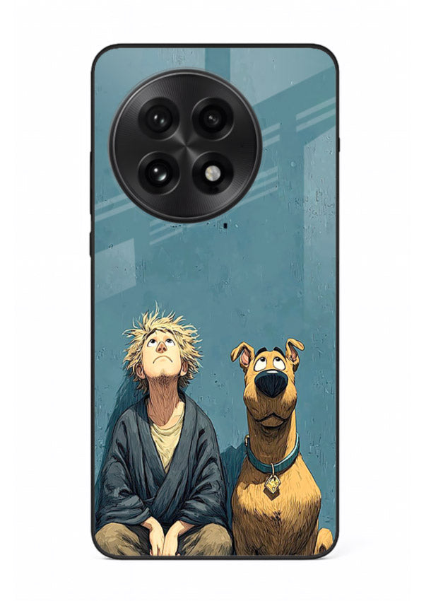monk and dog aesthetic art OnePlus 13R glass cover peaceful calm scenery case
