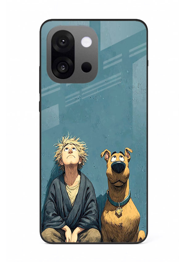 monk and dog aesthetic art OnePlus 13s glass cover peaceful calm scenery case