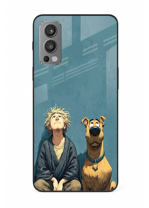 monk and dog aesthetic art OnePlus Nord 2 glass cover peaceful calm scenery case