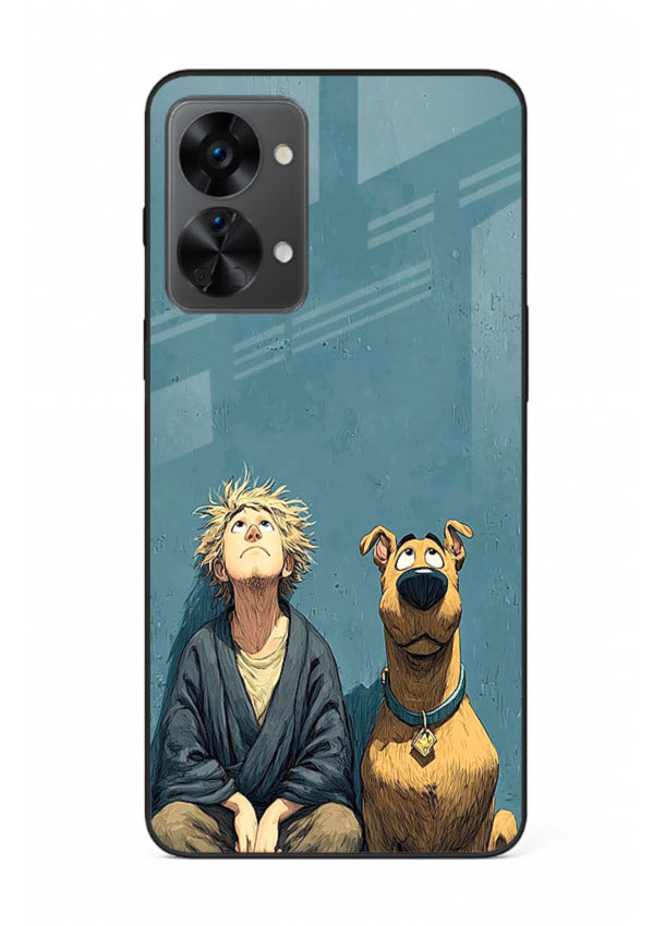 monk and dog aesthetic art OnePlus Nord 2T glass cover peaceful calm scenery case