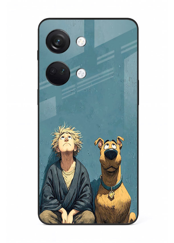 monk and dog aesthetic art OnePlus Nord 3 glass cover peaceful calm scenery case