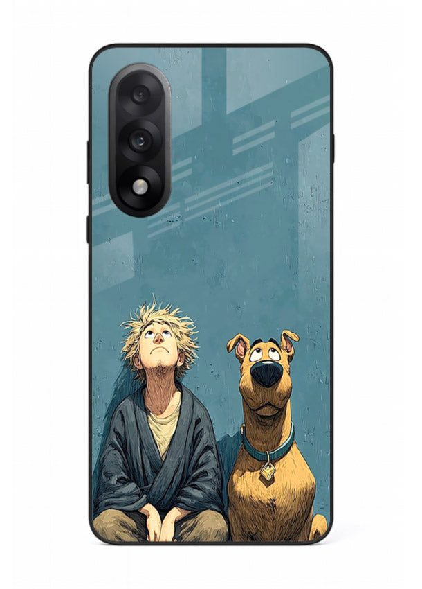 monk and dog aesthetic art OnePlus Nord 5 glass cover peaceful calm scenery case