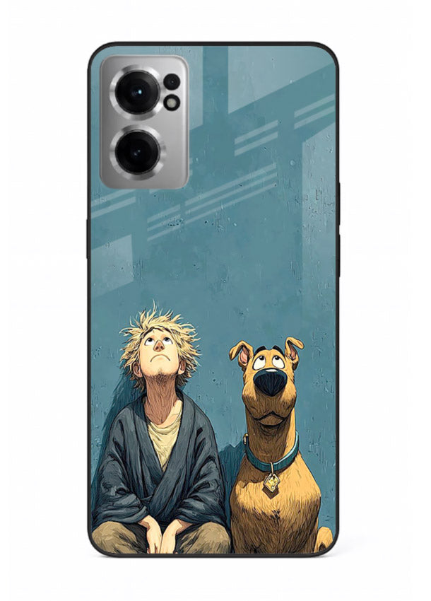 monk and dog aesthetic art OnePlus Nord CE2 5G glass cover peaceful calm scenery case