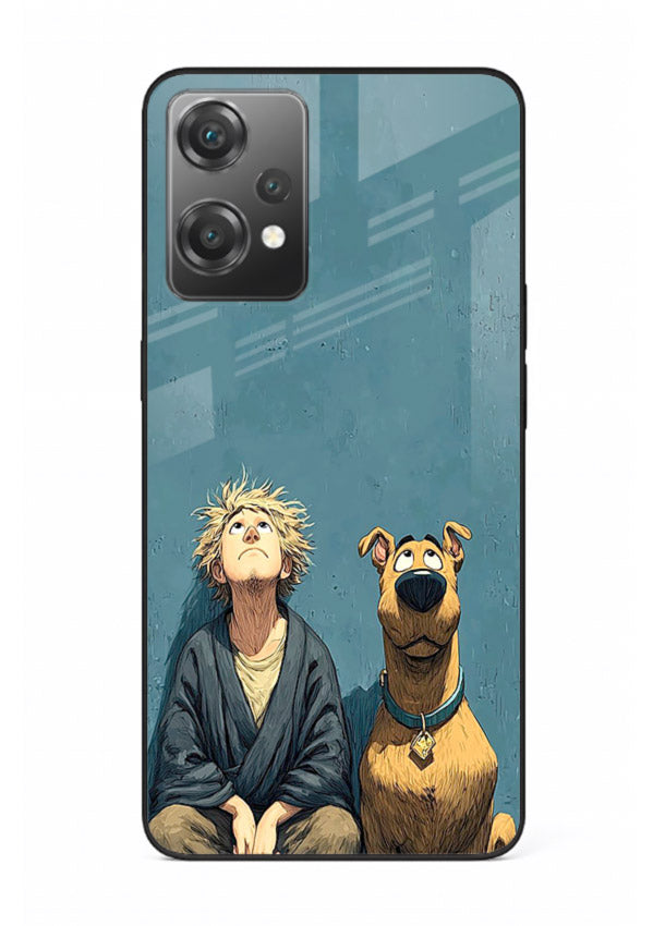 monk and dog aesthetic art OnePlus Nord CE2 Lite 5G glass cover peaceful calm scenery case