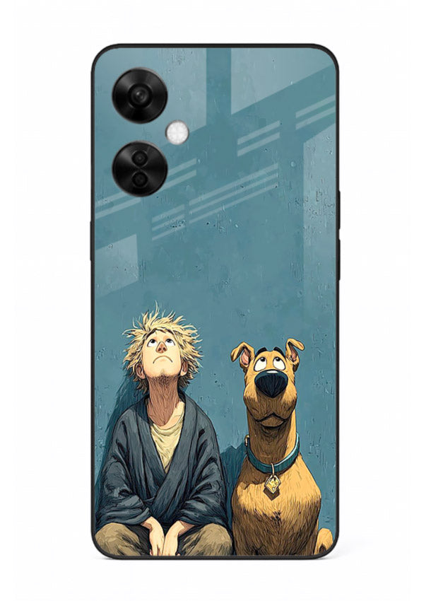 monk and dog aesthetic art OnePlus Nord CE3 Lite glass cover peaceful calm scenery case