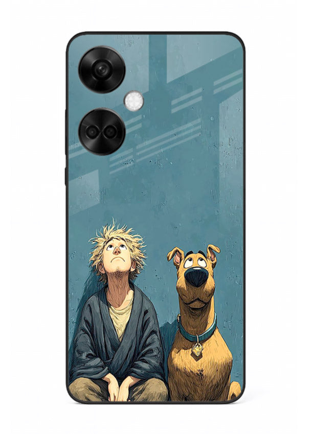monk and dog aesthetic art OnePlus Nord CE3 glass cover peaceful calm scenery case