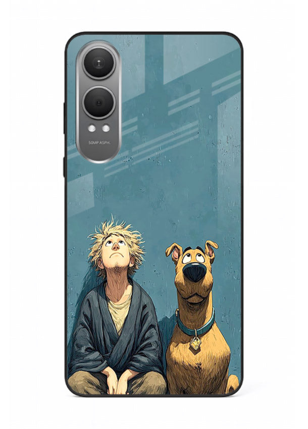 monk and dog aesthetic art OnePlus Nord CE4 Lite glass cover peaceful calm scenery case