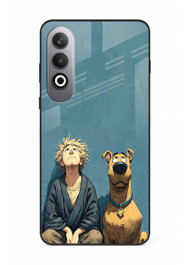 monk and dog aesthetic art OnePlus Nord CE4 glass cover peaceful calm scenery case