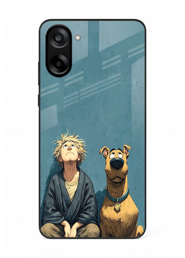 monk and dog aesthetic art OnePlus Nord CE5 glass cover peaceful calm scenery case