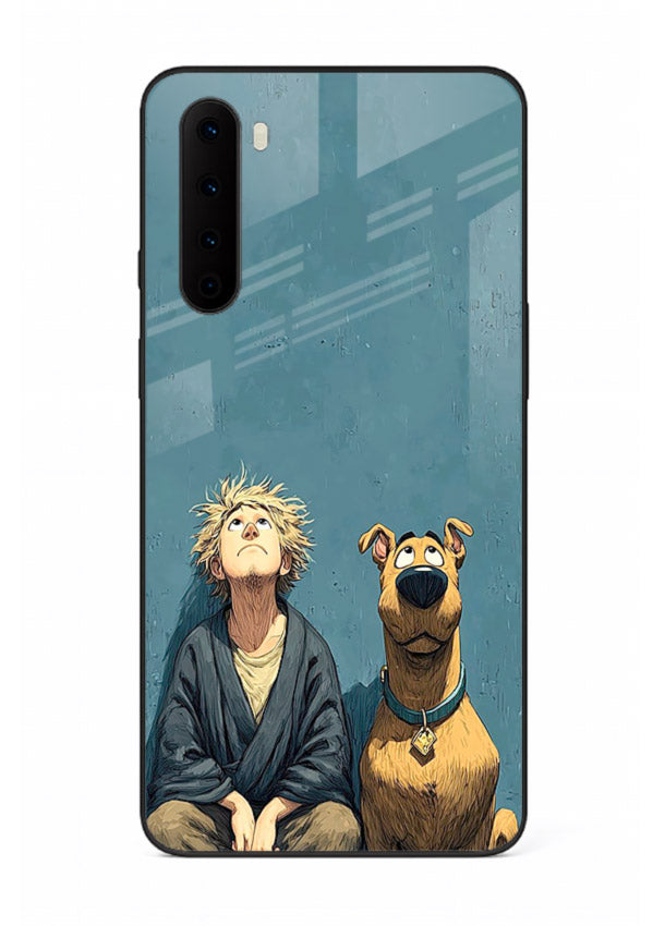 monk and dog aesthetic art OnePlus Nord glass cover peaceful calm scenery case