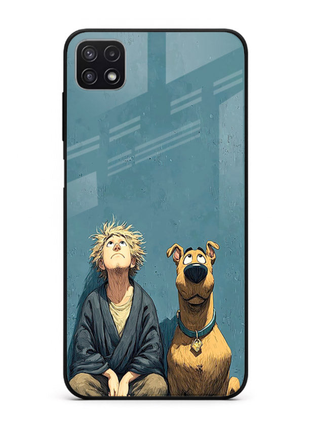 monk and dog aesthetic art Samsung F42 5G glass cover peaceful calm scenery case