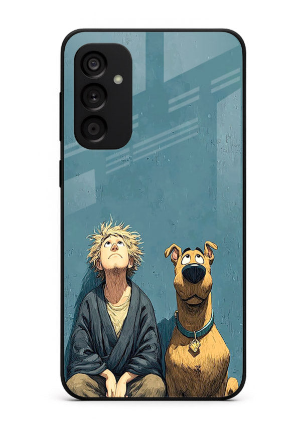 monk and dog aesthetic art Samsung M14 4G glass cover peaceful calm scenery case