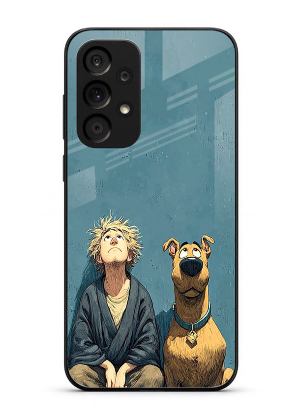 monk and dog aesthetic art Samsung A23 5G glass cover peaceful calm scenery case