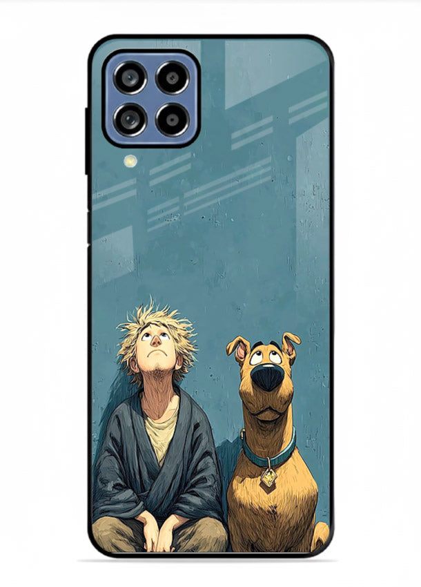 monk and dog aesthetic art Samsung M53 5G glass cover peaceful calm scenery case