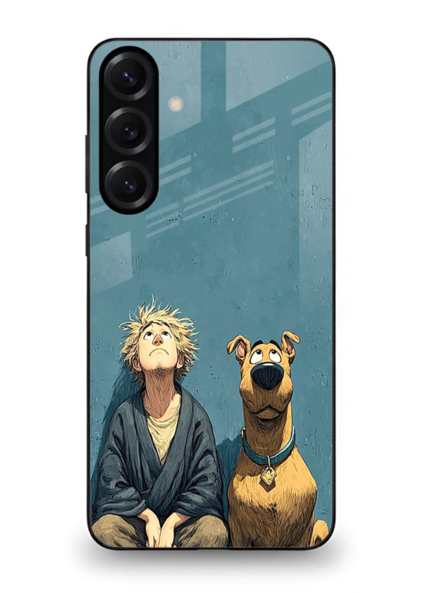 monk and dog aesthetic art Samsung A16 5G glass cover peaceful calm scenery case