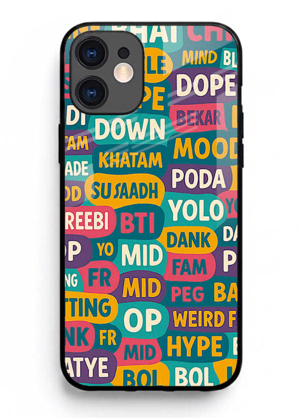 Mood Words Collage aesthetic typography artwork iphone 12 glass back cover