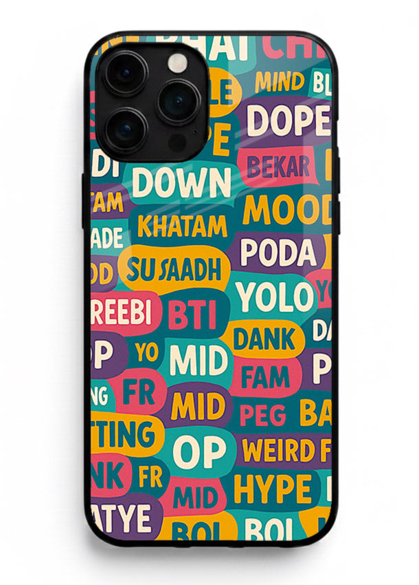 Mood Words Collage aesthetic typography artwork iphone 15 pro max glass back cover