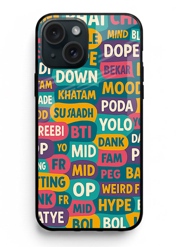 Mood Words Collage aesthetic typography artwork iphone 14 plus glass back cover