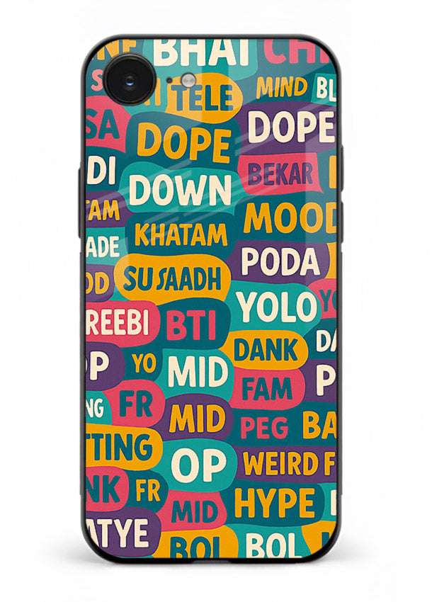 Mood Words Collage aesthetic typography artwork iphone 16e glass back cover