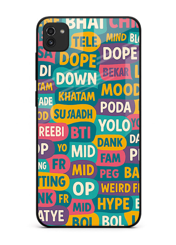Mood Words Collage aesthetic typography artwork Samsung A03 glass back cover