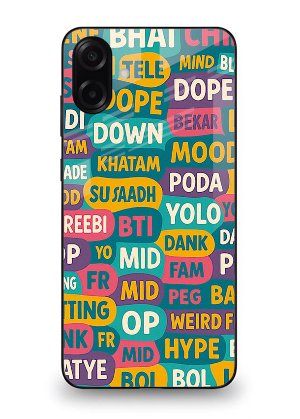 Mood Words Collage aesthetic typography artwork Samsung A07 4G glass back cover