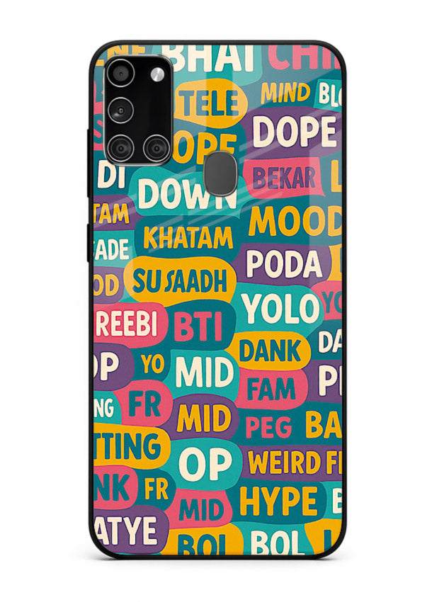 Mood Words Collage aesthetic typography artwork Samsung A21s glass back cover