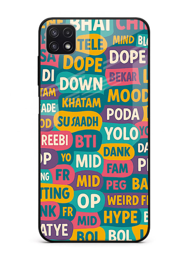 Mood Words Collage aesthetic typography artwork Samsung F42 5G glass back cover
