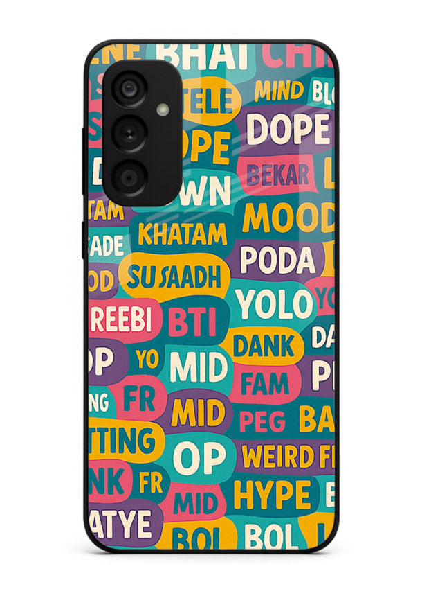 Mood Words Collage aesthetic typography artwork Samsung F15 5G glass back cover